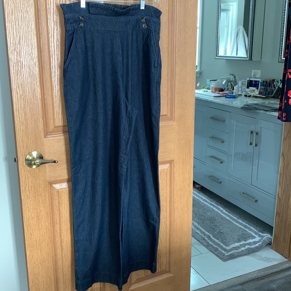 NWT Who What Wear Wide Leg High Rise Crop Jean Sz 12